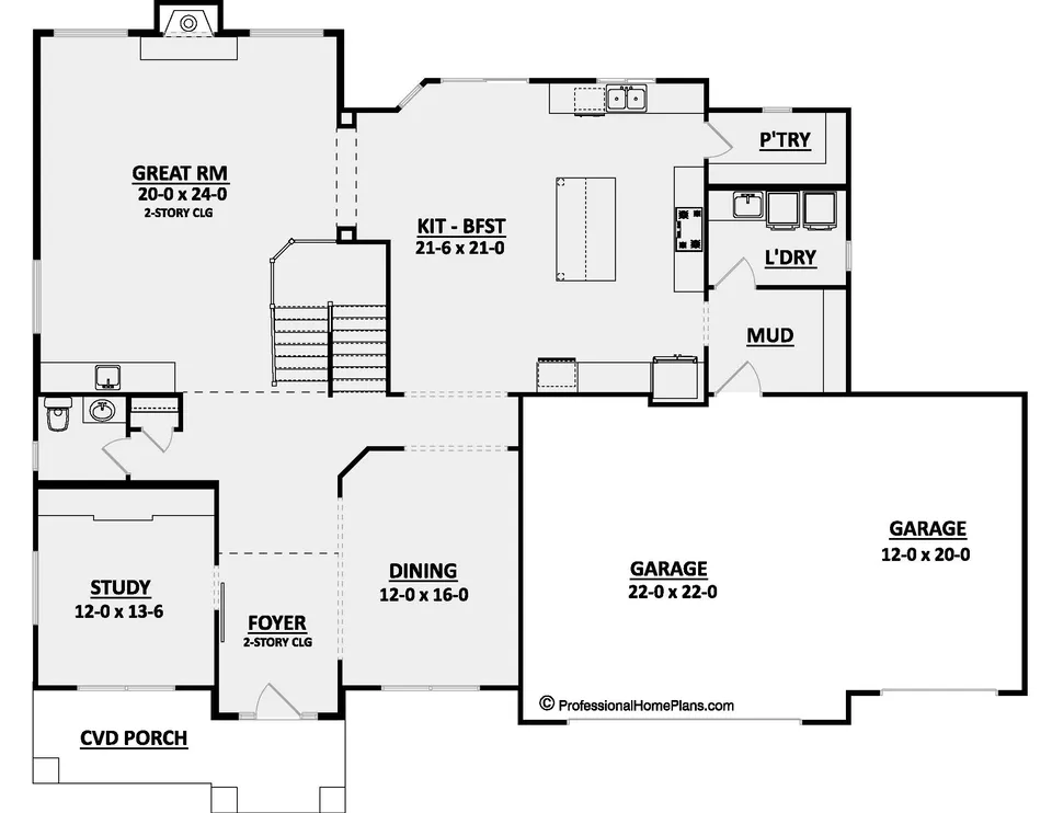 The Hawthorne main level floor plan